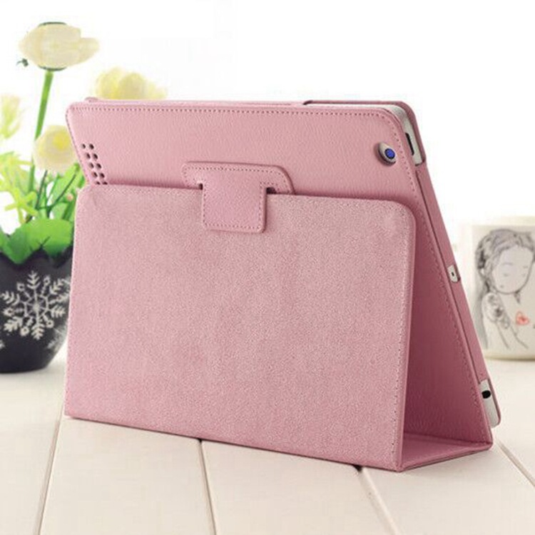 Two-fold bracket for ipad pro11 litchi grain leather case Foreign trade 9.7 air4 mini6 flat protective case
