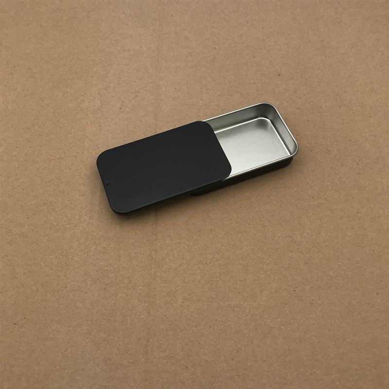 厂家现货供应滑盖金属铁盒 小饰品收纳铁黑色推拉马口铁盒