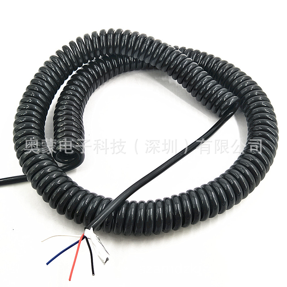 2芯PU亮面螺旋线 雾面耐磨TPU弹簧线 3芯4芯5芯耐拉伸卷线弹弓线