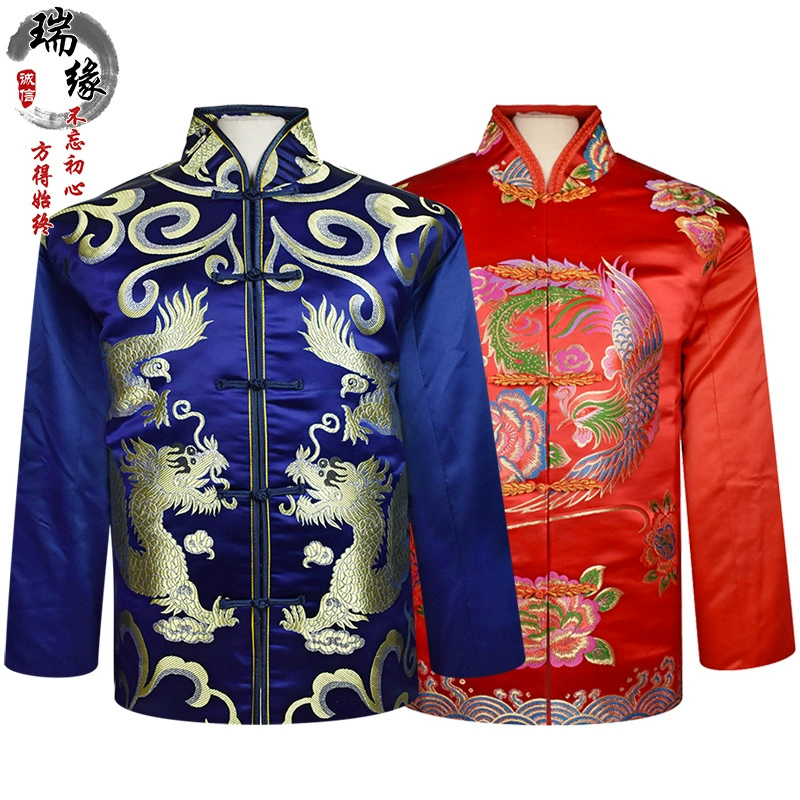 Оптовая Продажа с фабрики похоронные принадлежности парчовая ткань костюм дракона костюм Феникса старик отправить старую одежду саван мужчин и женщин полный набор из девяти штук