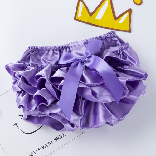 Cross-border baby girl lotus leaf edge PP pants baby girl butterfly knot chiffon triangle shorts multi-color children's pleated skirt pants