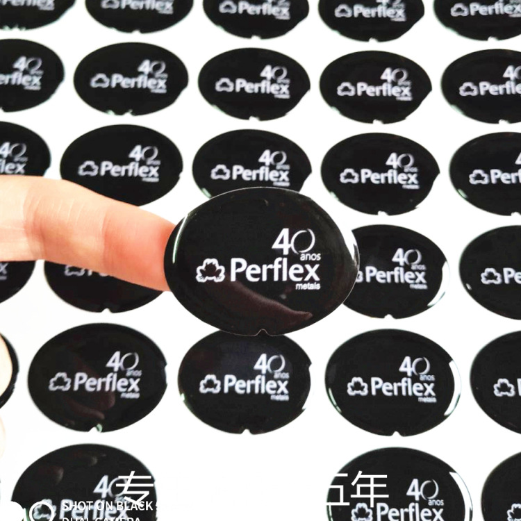 强粘耐黄卷尺商标水晶滴胶贴纸定 制 不干胶滴胶标贴定 做