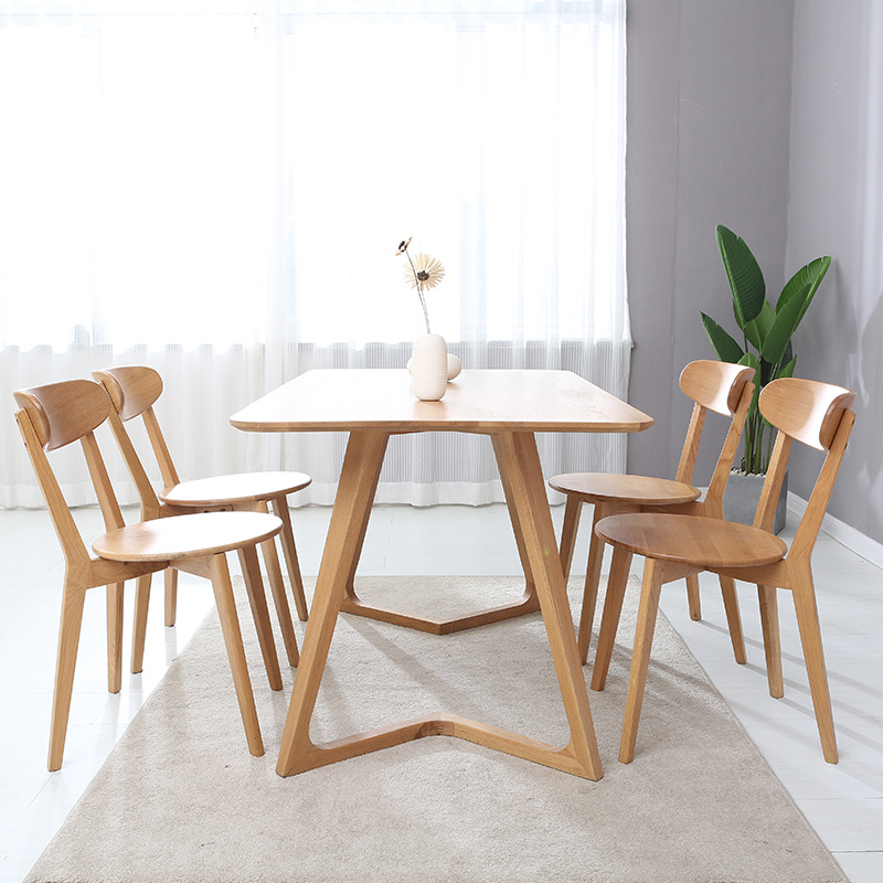 酒店餐厅餐桌 实木餐桌 简约时尚咖啡桌茶桌 白橡木餐桌 拐腿餐桌