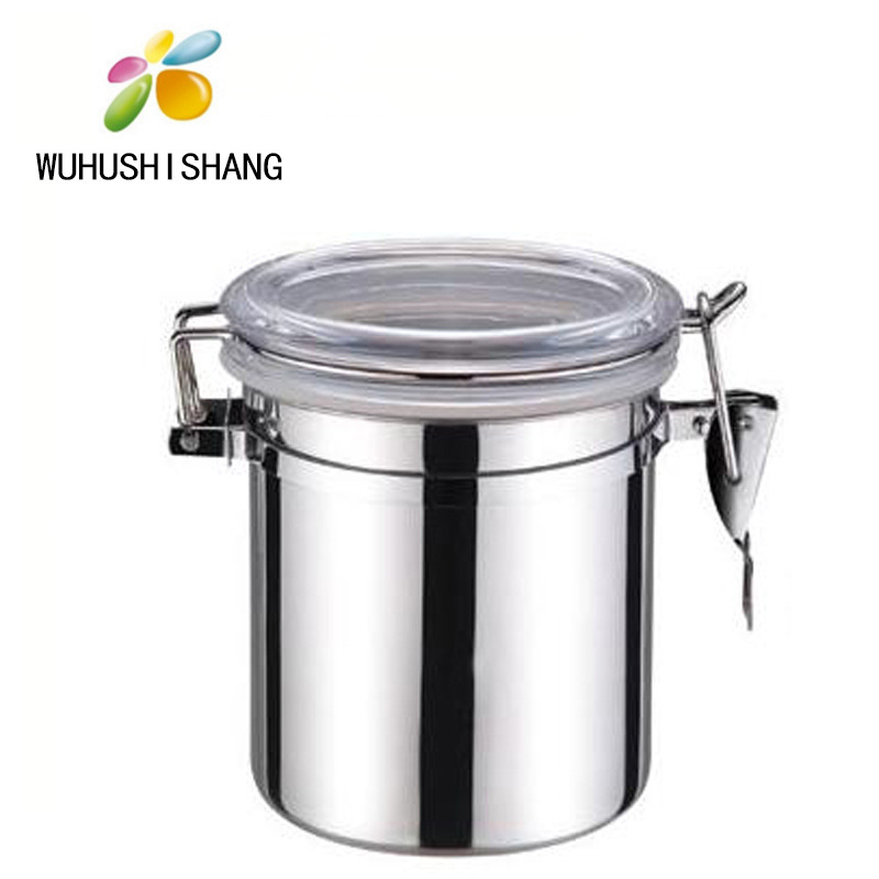 Cuatro piezas de almacenamiento de alimentos sellados tarro de té de acero inoxidable tarro de almacenamiento de granos de café de tabaco rallado tarro snack tarro de mantenimiento fresco