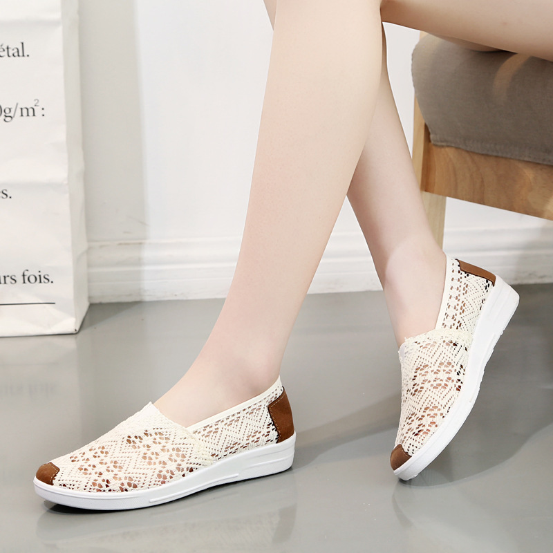 Summer New Old Beijing Cloth Shoes Women's Flat Mesh Hollow Fisherman Shoes Sandals Women's Mesh Shoes Slip-on Mom Shoes Summer New Old Beijing Cloth Shoes Women's Flat Mesh Hollow Fisherman Shoes Sandals Women's Mesh Shoes Slip-on Mom Shoes