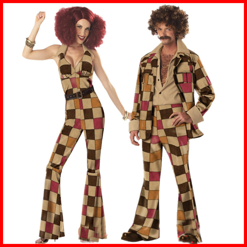 New bar singer costume retro 80 s cowboy plaid suit men and women couples Allah clothing wholesale