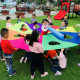 Rainbow umbrella with hole kindergarten hamster outdoor early education parent-child sensory training equipment hamster rainbow umbrella