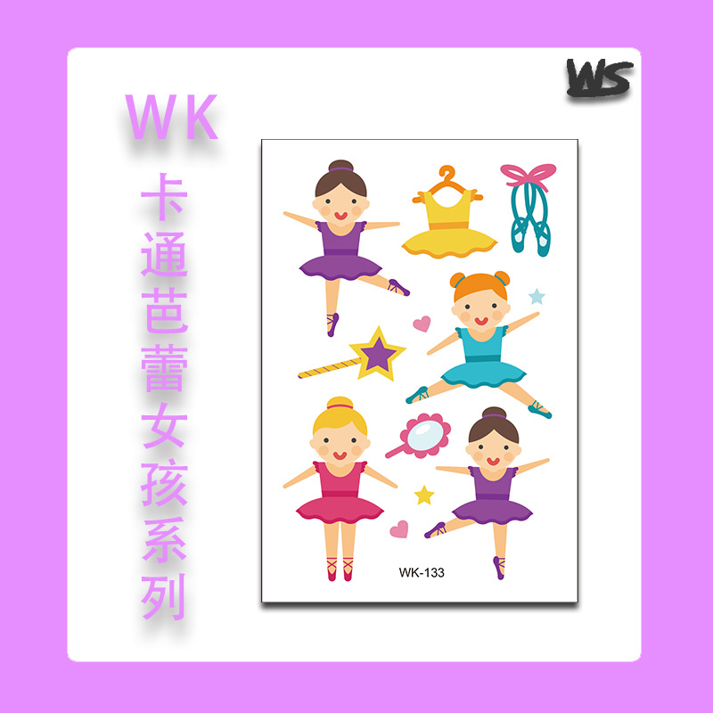 Tatuajes Temporales Infantiles de Ballet y Princesa de Papel de Transferencia de Agua, Decorativo, para Fiestas
