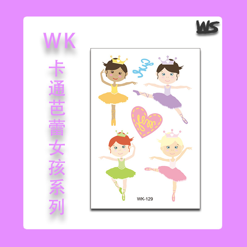 Tatuajes Temporales Infantiles de Ballet y Princesa de Papel de Transferencia de Agua, Decorativo, para Fiestas