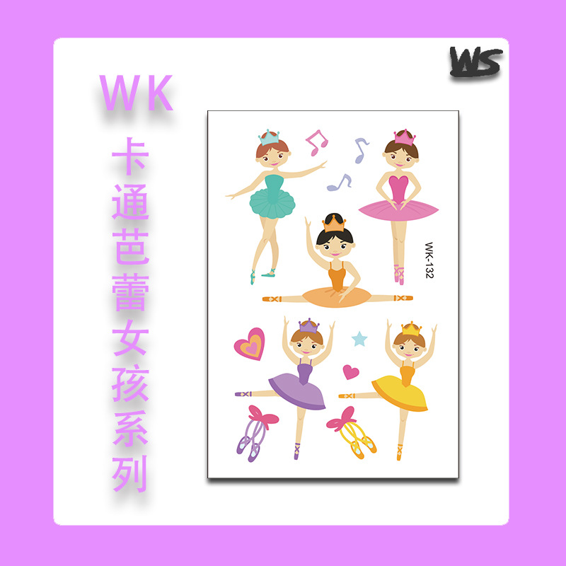 Tatuajes Temporales Infantiles de Ballet y Princesa de Papel de Transferencia de Agua, Decorativo, para Fiestas