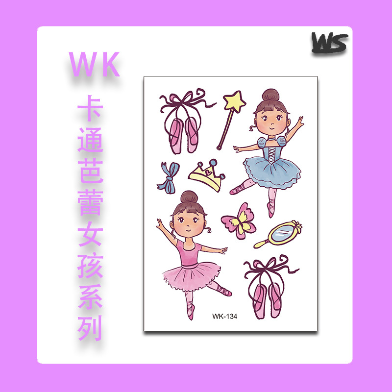 Tatuajes Temporales Infantiles de Ballet y Princesa de Papel de Transferencia de Agua, Decorativo, para Fiestas