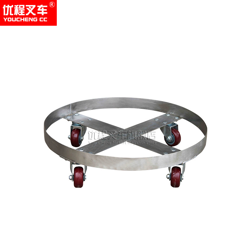 Transición carro de barril de acero inoxidable 304 base de barril de aceite carro de transporte de barril de aceite de cuatro ruedas simple carro de barril de aceite carro móvil