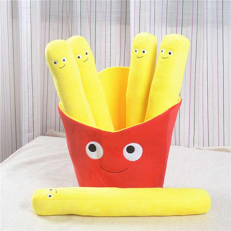 Procesamiento de simulación de papas fritas muñecos de felpa niños niñas bocadillos divertidos almohada restaurante decoración del hogar logotipo personalizado