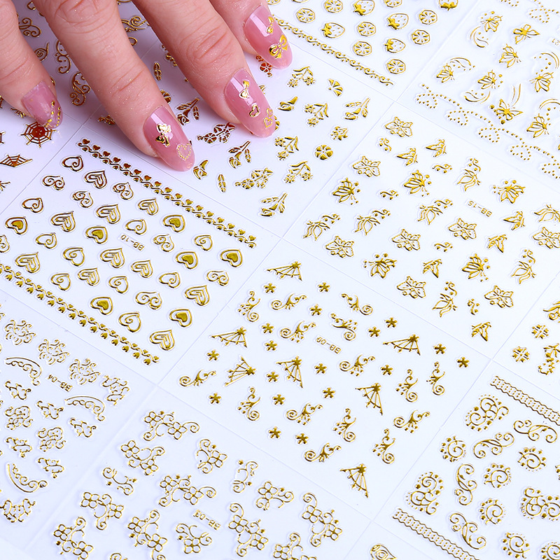 Three dimensional golden fake nails for nails