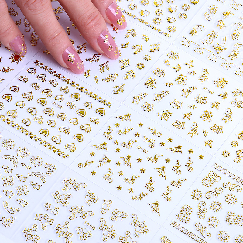 New 3D Nail Stickers Golden Bronzing Nail Stickers Internet Popular Nail Decals Bronzing Decals Big Brand Stickers