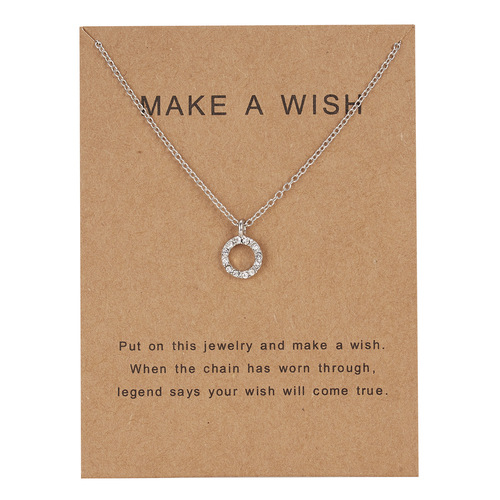 New creative paper card jewelry set with diamonds, hollow round pendant, clavicle chain necklace, simple necklace manufacturer wholesale