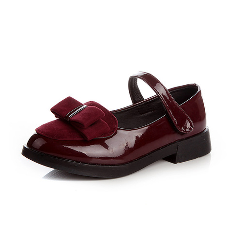2024 New Princess Shoes Small, Medium and Large Children's Leather Shoes Black Girls Square Mouth Bow Single Shoes Student Performance Shoes