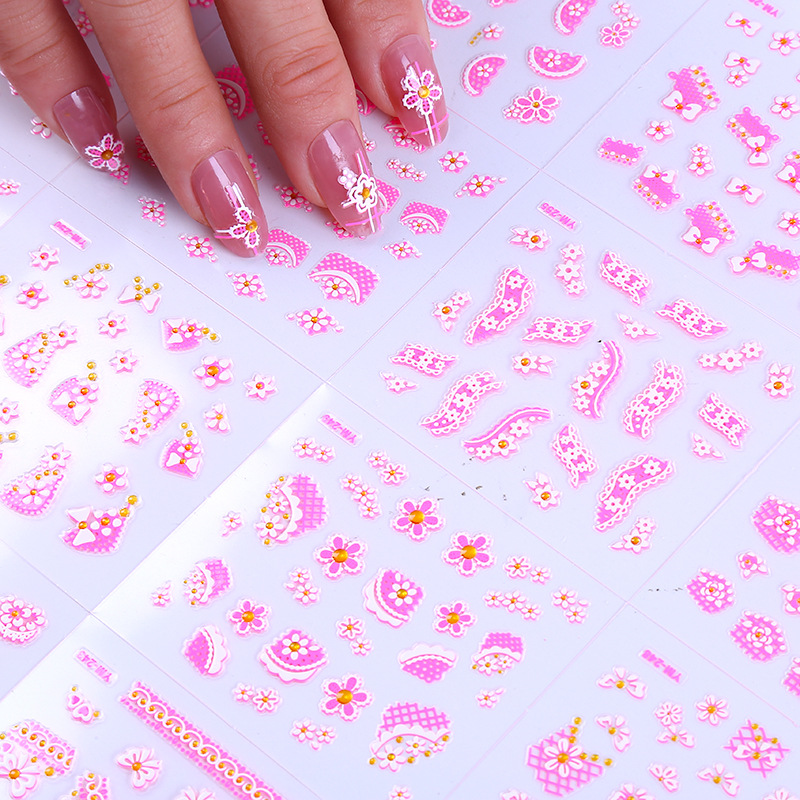 Fuchsia three dimensional ecological Japanese nail stickers for…