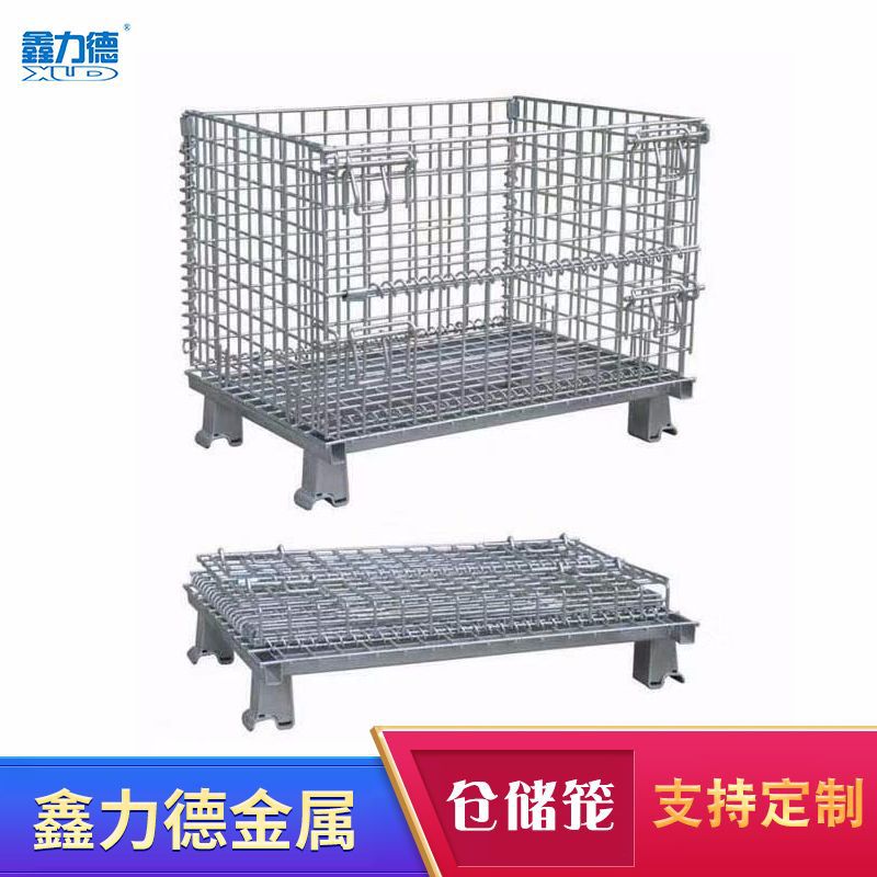 常州折叠仓储笼厂家定 制带轮子仓储笼 金属铁笼周转箱蝴蝶笼批发