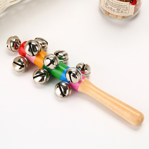 Orff percussion instrument 10 bell rattle plastic rainbow hand bell colorful rattle colorful one-word rattle instrument