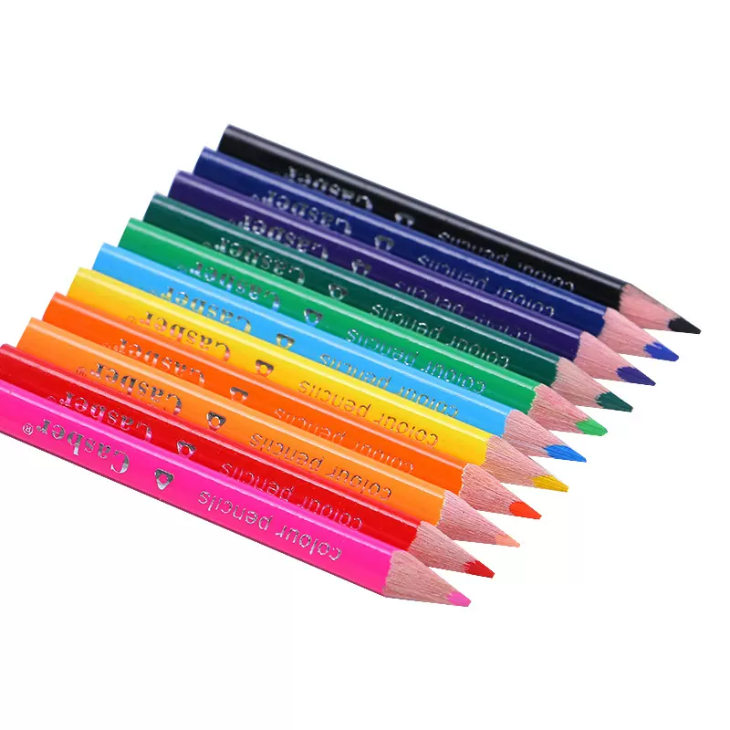 跨境卡诗博12色长短支彩铅环保创意学生免削彩色铅笔ogo