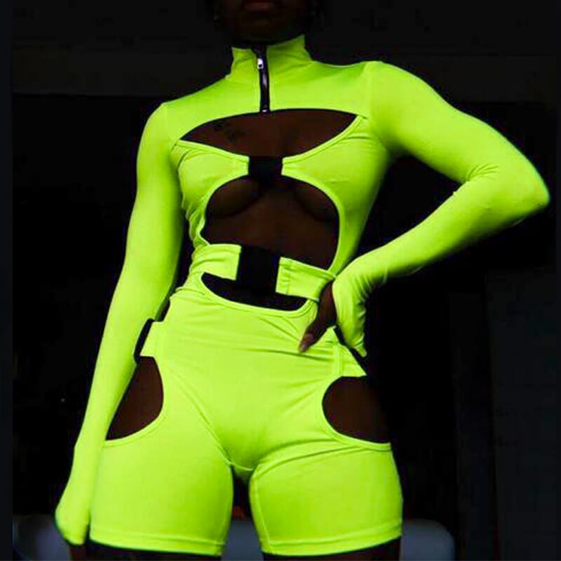 2024 Amazon Spring Women's Shorts Fluorescent Green School Bag Button Long Sleeve Jumpsuit Ready Stock Women's Summer Jumpsuit