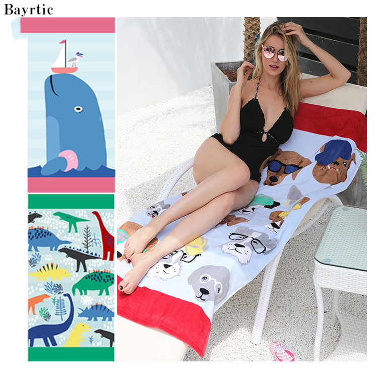 Thickened bath towel formaldehyde-free European and American style cartoon children's adult reactive printed cotton large beach towel 160*80