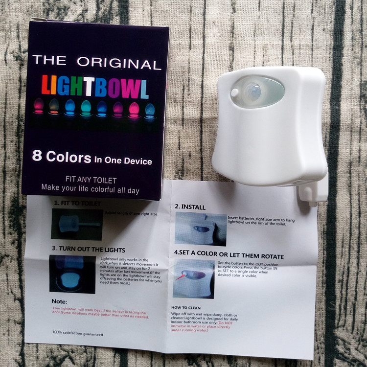 8-color 16-color inodoro lámpara de inducción colgante Cuerpo Humano inducción inteligente tapa del inodoro lámpara LED luz de la noche del inodoro