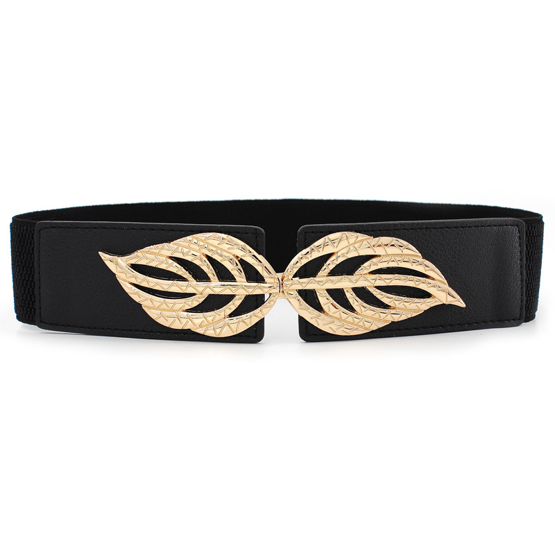 Decorative Bow All-match Waist Seal with Skirt Women's Leaf Buckle Elastic Belt Slim-fit Stretch Six Styles