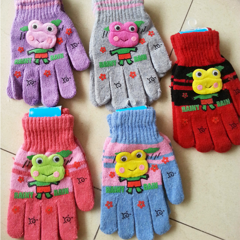 Promoción de la fábrica exquisitos guantes de regalo creativo lindo flor picking Rana hembra adultos guantes de lana de punto