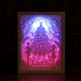 3D光影纸雕灯 DIY创意浪漫情侣表白节日房间装饰小夜灯  厂家直供