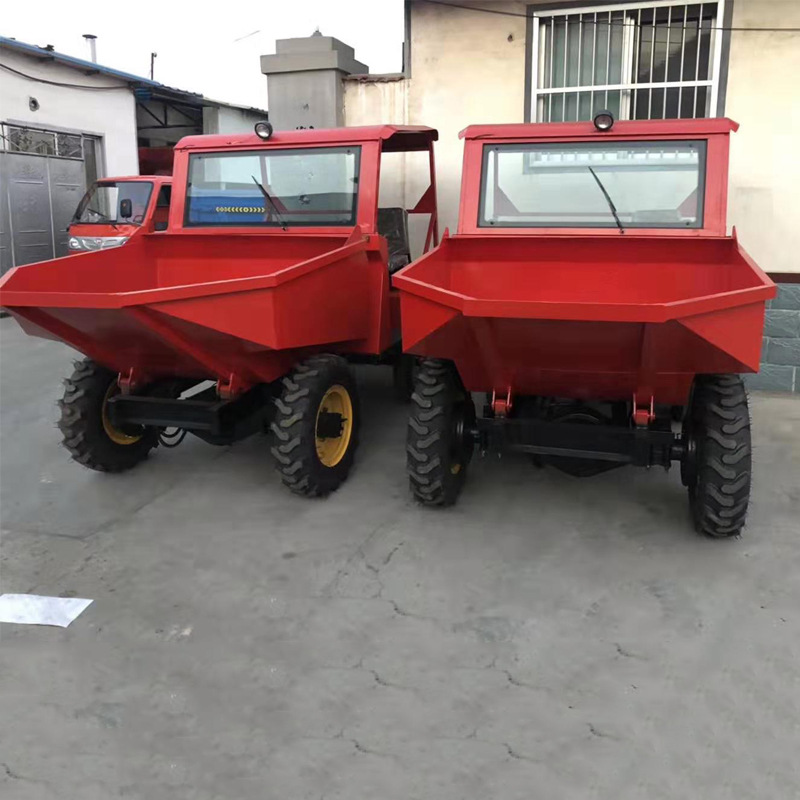 矿用运输四轮翻斗车 加厚轮胎自卸前翻运输车 电启动液压装载机