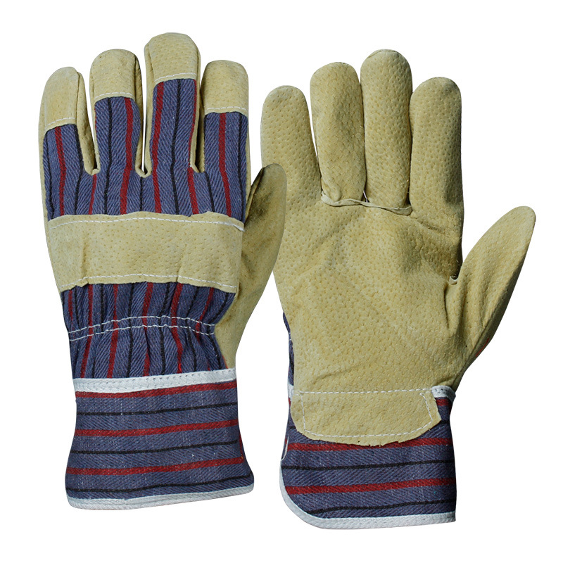 真皮牛皮鹿皮帆布手套劳保工作工厂直供电焊防切割保暖通用均码