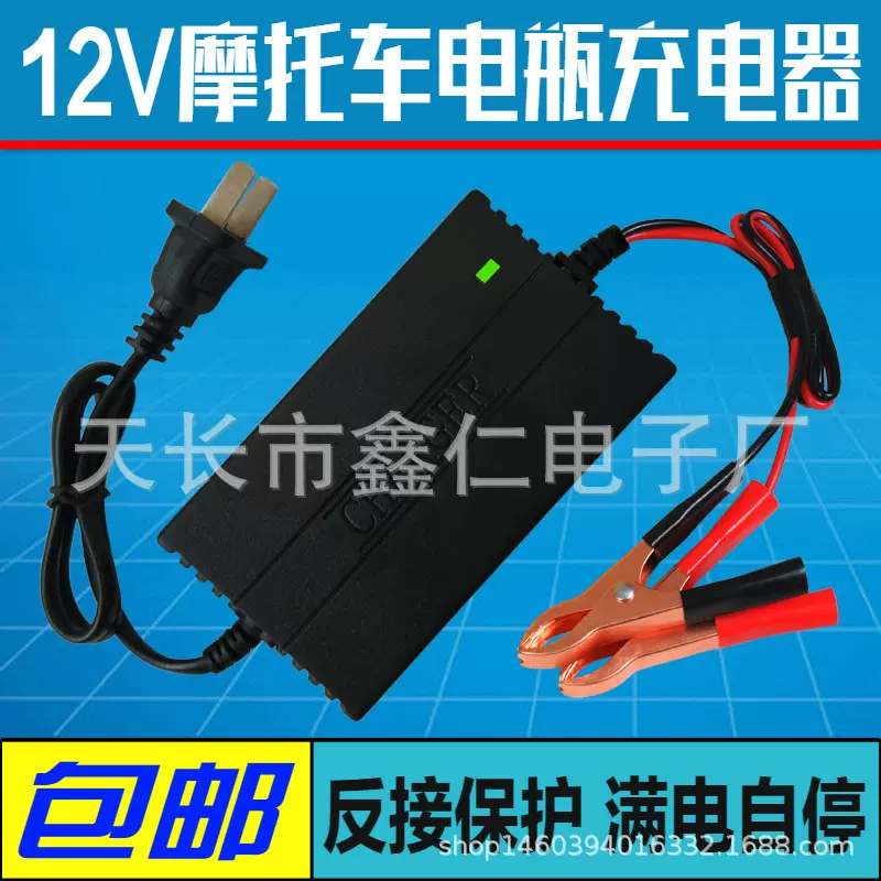 智能12V踏板摩托车电瓶车充电器 12v20AH蓄电池修复干水通用铅酸
