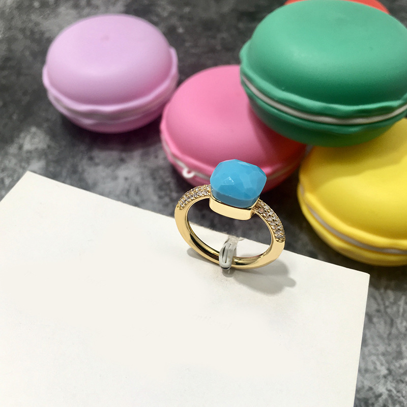 韓国版不規則な多面宝石スタイルロンドンブルークリスタルダイヤモンド人差し指リングエメラルドリング男性と女性用