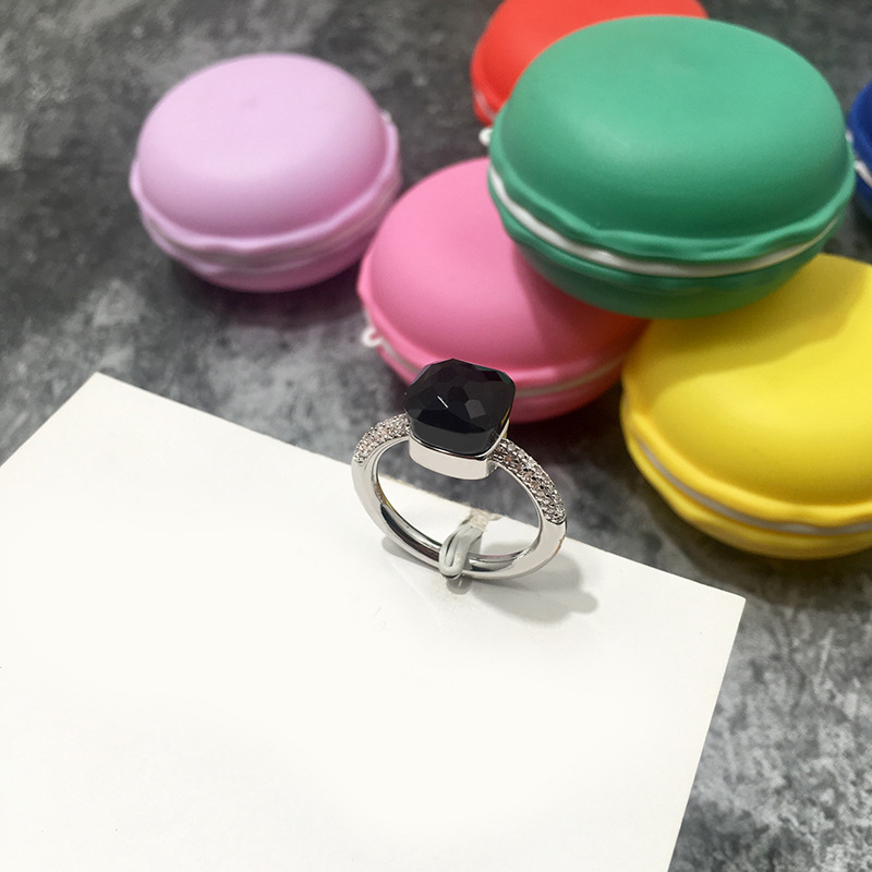 韓国版不規則な多面宝石スタイルロンドンブルークリスタルダイヤモンド人差し指リングエメラルドリング男性と女性用