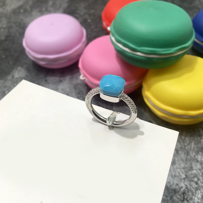 韓国版不規則な多面宝石スタイルロンドンブルークリスタルダイヤモンド人差し指リングエメラルドリング男性と女性用