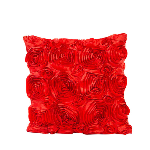 A set of 1 pure silk ribbon embroidered rose flower cushion cover for wedding, sold directly by the manufacturer.