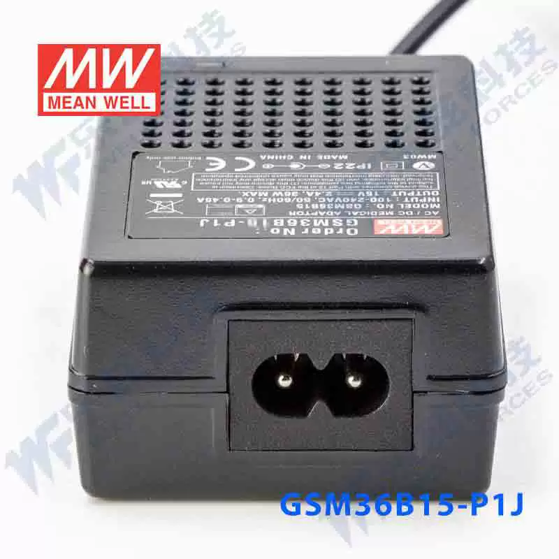 GSM36B15-P1J Тайвань Mingwei 36W15V блок питания стабилизация DC 2.4A два разъема, медицинского класса