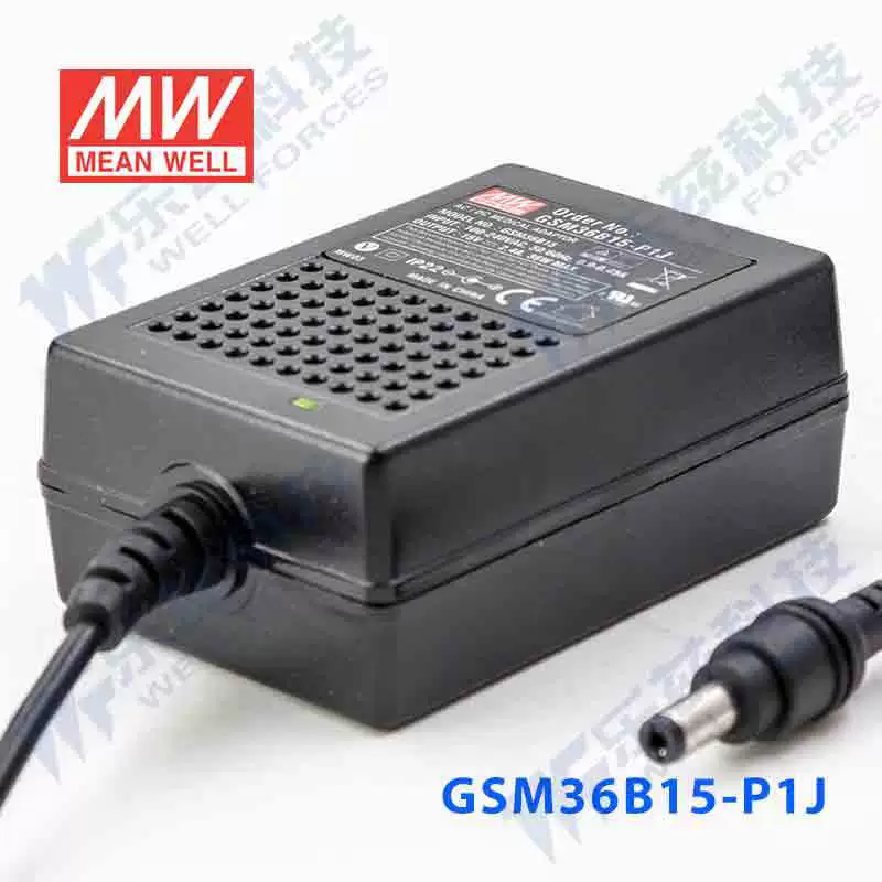 GSM36B15-P1J Тайвань Mingwei 36W15V блок питания стабилизация DC 2.4A два разъема, медицинского класса