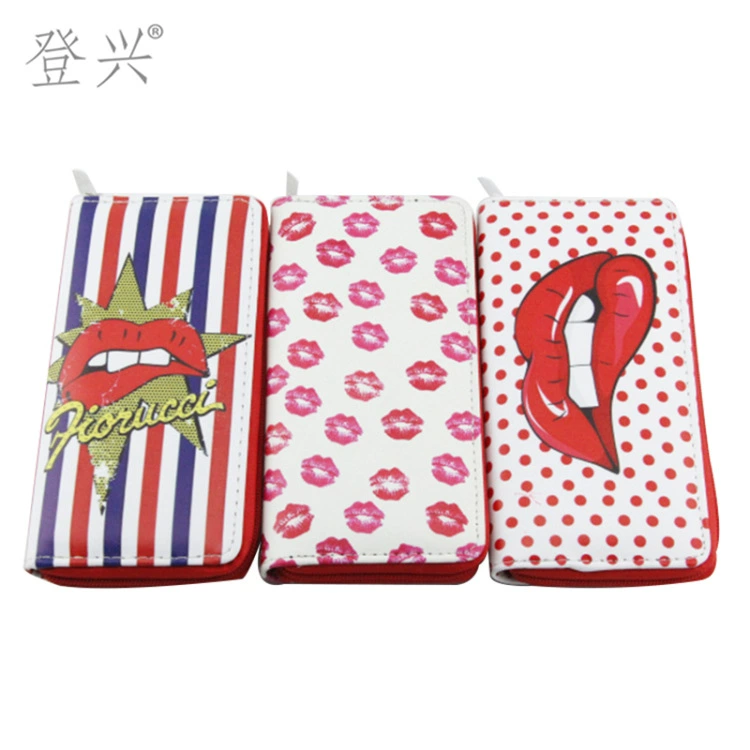 Новый горошек губы женский кошелек из PU экстрапортм long wallet 352 клатч сумка, рисунок D сделано производителем оптом