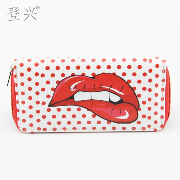 Новый горошек губы женский кошелек из PU экстрапортм long wallet 352 клатч сумка, рисунок D сделано производителем оптом