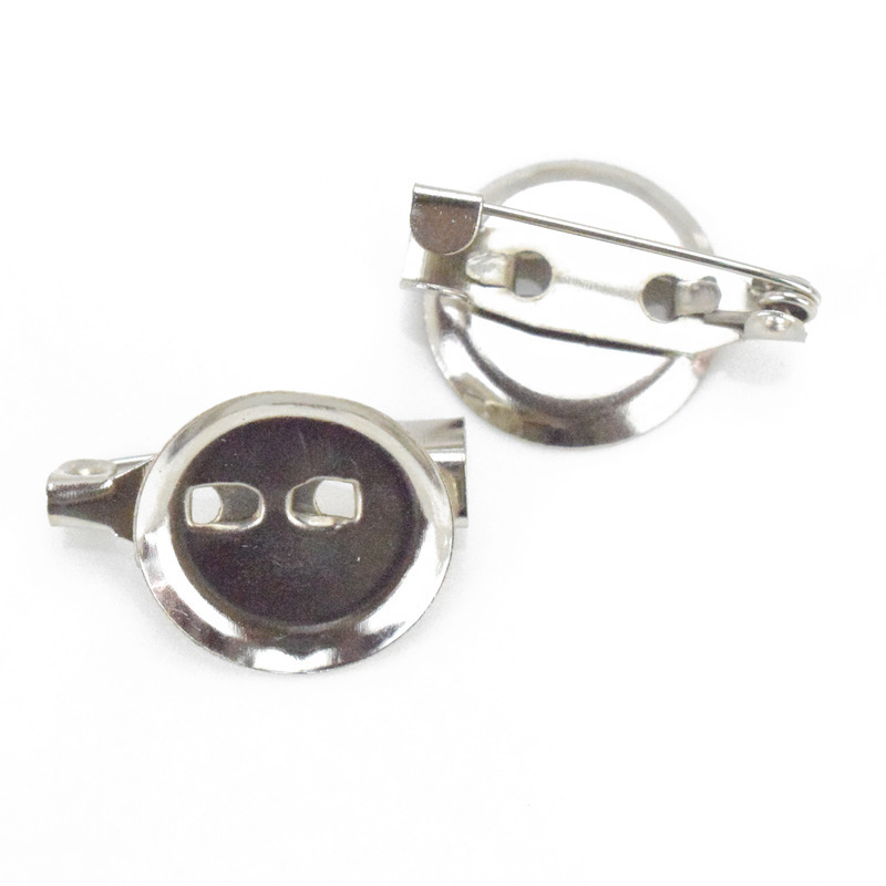 Pin DE SEGURIDAD broche bandeja de metal simple placa redonda hebilla pin Fondo DIY broche accesorios ramillete accesorios para el cabello