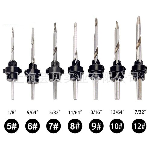22PCS wood screw drill 7-piece set countersunk hole drill woodworking drill tapered hole drill countersunk head countersink drill nut