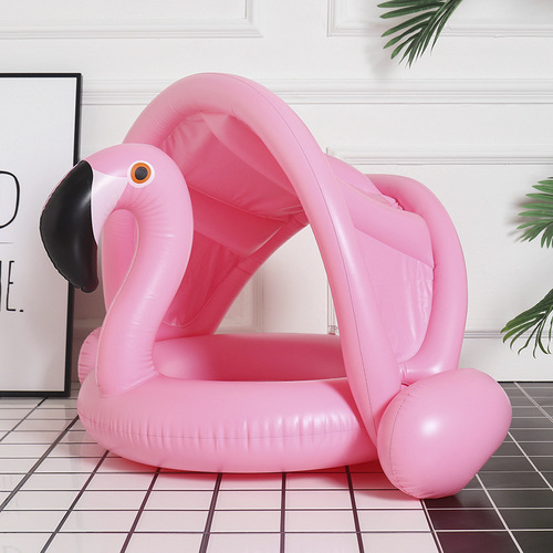 Children's pink swan seat with awning baby inflatable white swan swimming ring with awning animal pants pocket swimming ring