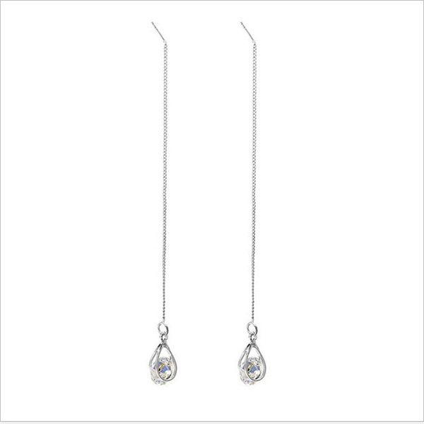 fashionable asymmetrical earrings with zircon drop-shaped with…