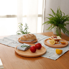 Wooden Fruit Tray Round Japanese Hotel Tea Cup Water Pot Wood Plate Bread Dinner Plate Household
