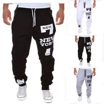 Foreign Trade Leisure Sports Pants Digital 7 Printed New York letters Wish sports pants 1413-k03 -> Прогресс спортивные брюки для занятий спортом, цифровая печать 7, надпись Нью-Йорк, спортивные брюки 1413-к03