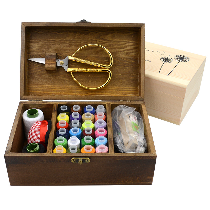 Spot needle line Baojia sewing thread solid wood needle line box set…