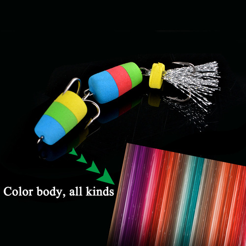 FTK Foam Lure with Triple Hooks, Artificial Worm Bait, Stringed Hooks, Floating Bait, Foaming Material—Ideal for Bass and Snakehead Fishing, Perfect for Cross-Border Markets
